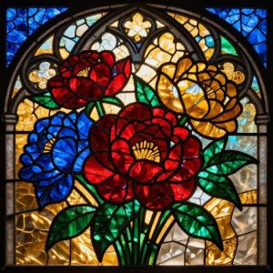 Stained Glass Mosaic Peony Bouquet – Custom Art