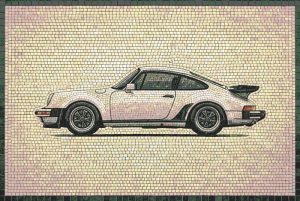 Classic White Porsche 911 Mosaic Art