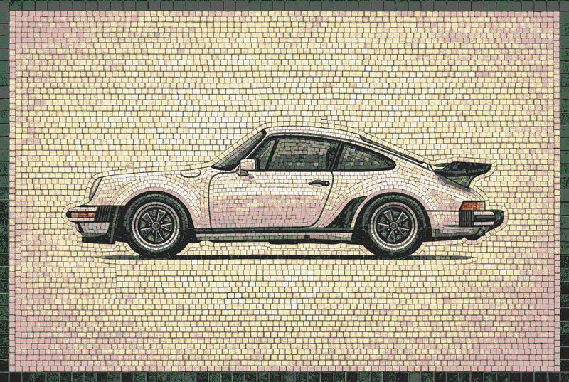Classic White Porsche 911 Mosaic Art