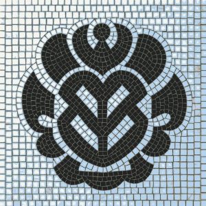 Абстрактная мозаика в черном и голубом цвете – 100×100 см