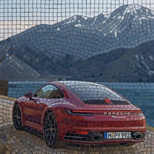 Мозаика Красный Porsche — Роскошный Спорткар