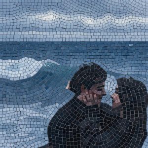 Romantic Couple by the Sea Mosaic Art
