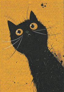 Мозаика «Черный кот» — современное искусство MELTI