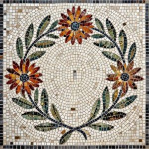 Protea Flower Wreath Mosaic – Opus Tessellatum Style