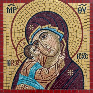 Virgin Mary and Child Mosaic Art – Classic Style