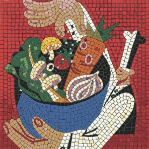 Vegetable Still Life with Bone Mosaic Art