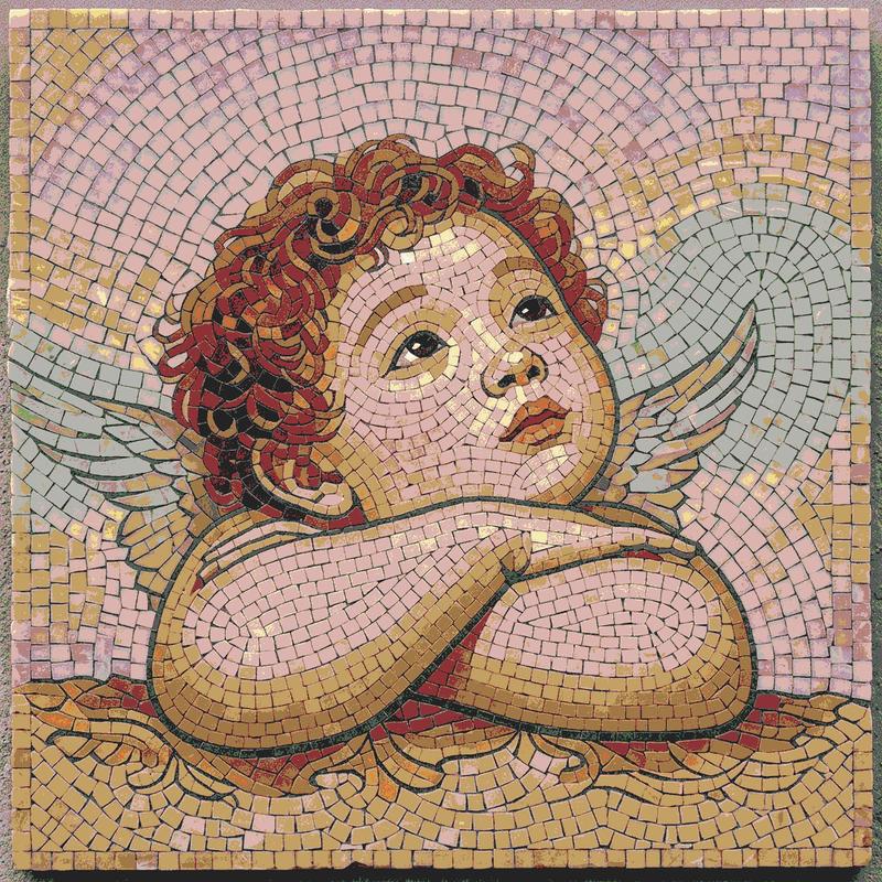 Serene Cherub Mosaic Art - 60x60 cm