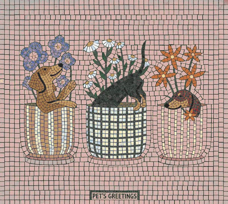 Pet's Greetings Mosaic Art - Cute Dogs in Pots