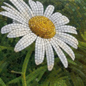 White Daisy Mosaic Art – Nature Wall Decor
