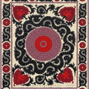 Абстрактный мозаичный орнамент с красными акцентами