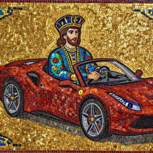 King in a Ferrari – Byzantine Mosaic Art