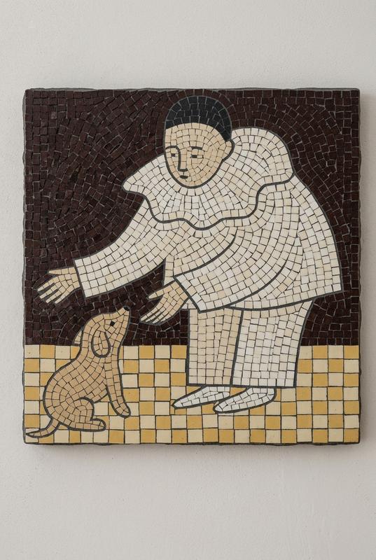 Классическая мозаика: человек и кошка