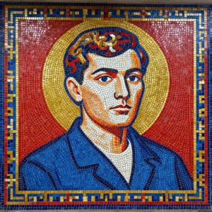 Soviet Mosaic Art: Portrait of a Young Man