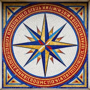 Soviet Style Nautical Compass Mosaic Art