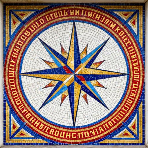 Soviet Style Nautical Compass Mosaic Art