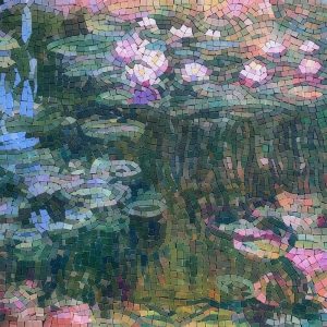 Water Lilies Mosaic Art – Serene Nature Scene