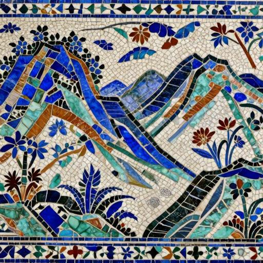 Florentine Mosaic Mountain Landscape Art