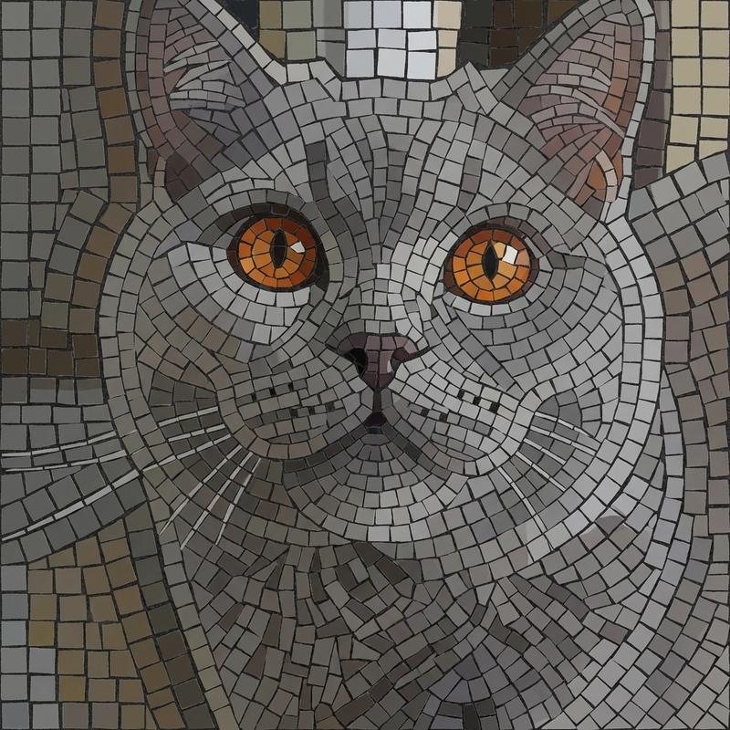 Классический мозаичный портрет кошки