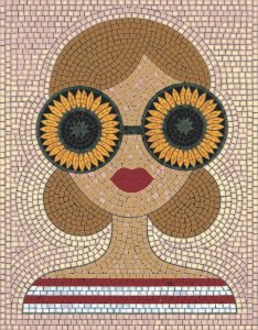 Мозаика «Девушка в очках-подсолнухах»