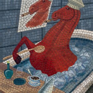 Мозаика «Красный конь в ванне» — Сюрреализм