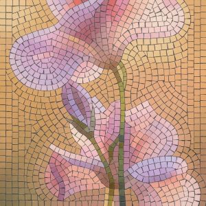 Gentle Flowers Mosaic Art in Gold and Pink