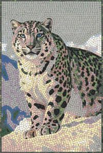 Majestic Snow Leopard Mosaic Art – 60×90 cm