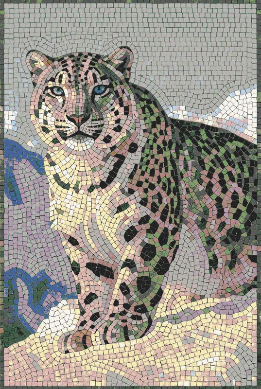Majestic Snow Leopard Mosaic Art - 60x90 cm