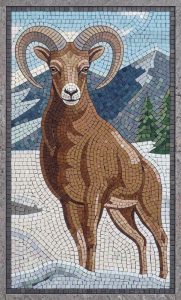 Majestic Mountain Ram Mosaic Art