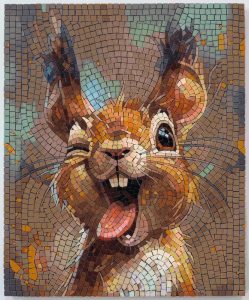 Playful Winking Squirrel Mosaic Art