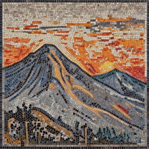 Mountains at Sunset Mosaic Art – Opus Tessellatum