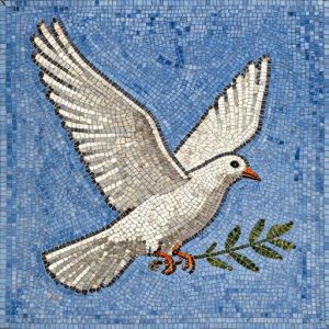 Мозаика «Белый голубь с оливковой ветвью»