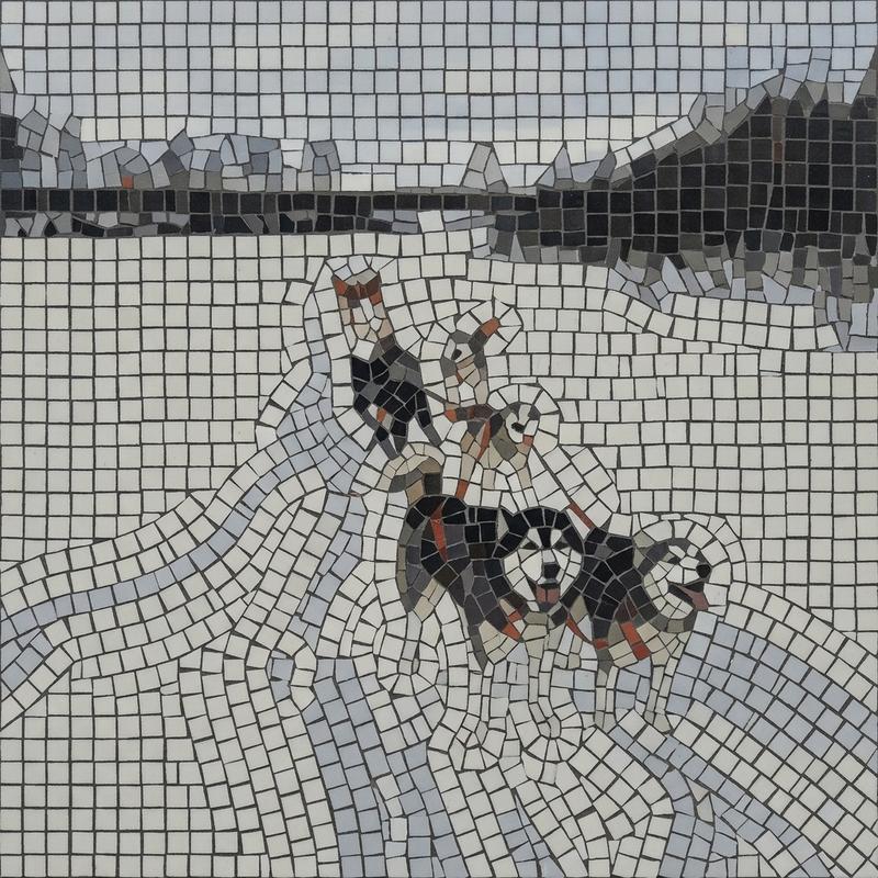Northern Sled Dogs Mosaic Art