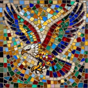 Colorful Flying Eagle Mosaic Art – Custom Size