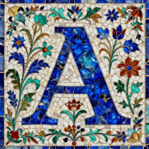Florentine Mosaic Art: Letter A with Floral Design