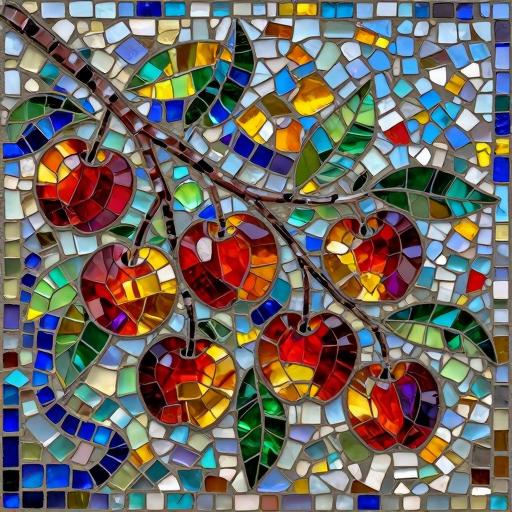 Apple Branch Mosaic Art - Opus Incertum Style