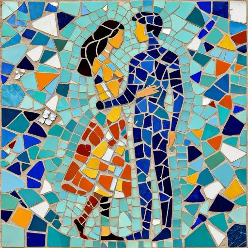 Trencadís Mosaic Art: Romantic Couple in Profile