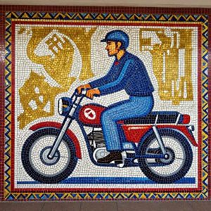 Soviet Mosaic Art ‘The Motorcyclist’ – Custom Size Available