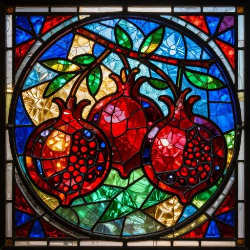 Three Pomegranates Stained Glass Mosaic Art