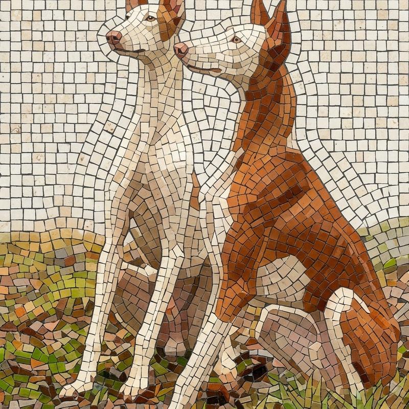 Elegant Mosaic Dogs Art - Handcrafted Style