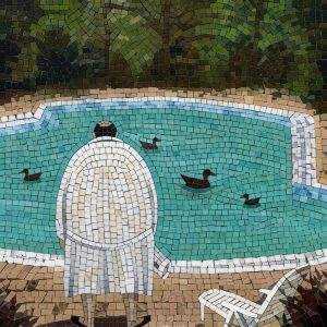 Surreal Poolside Serenity Mosaic Art