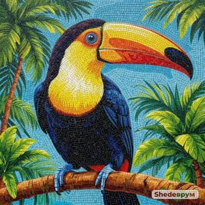 Мозаика MELTI: Яркий Тукан в Тропическом Узоре