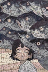 Surreal Mosaic Art: Youth and the Staring Fish