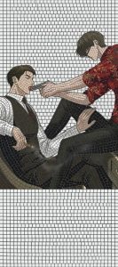 Мозаика: напряженное противостояние двух персонажей