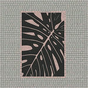 Мозаика «Лист Монстеры» в розовых тонах