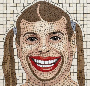 Smiling Girl Mosaic Portrait – 100×100 cm
