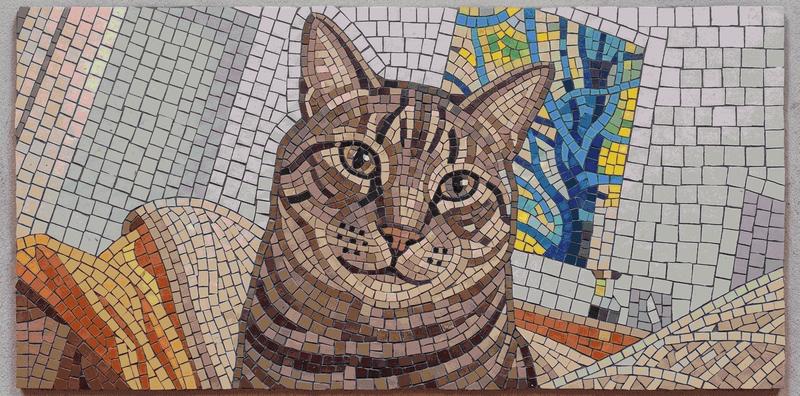Tabby Cat Mosaic Art - Handcrafted Wall Decor