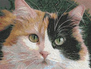 Мозаика «Трехцветный кот» — Портрет в мелком модуле