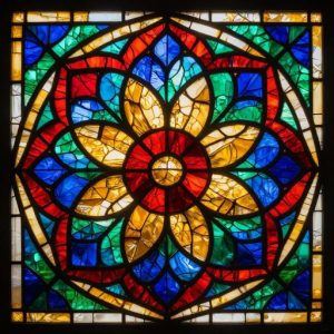 Витражная мозаика «Космический цветок» в стиле модерн