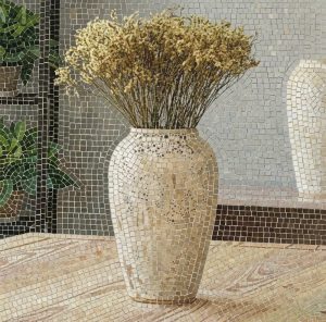 Классическая мозаика с цветами и вазой