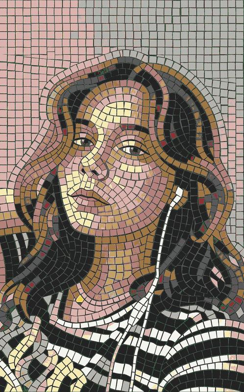 Classic AI Mosaic Portrait of a Young Woman